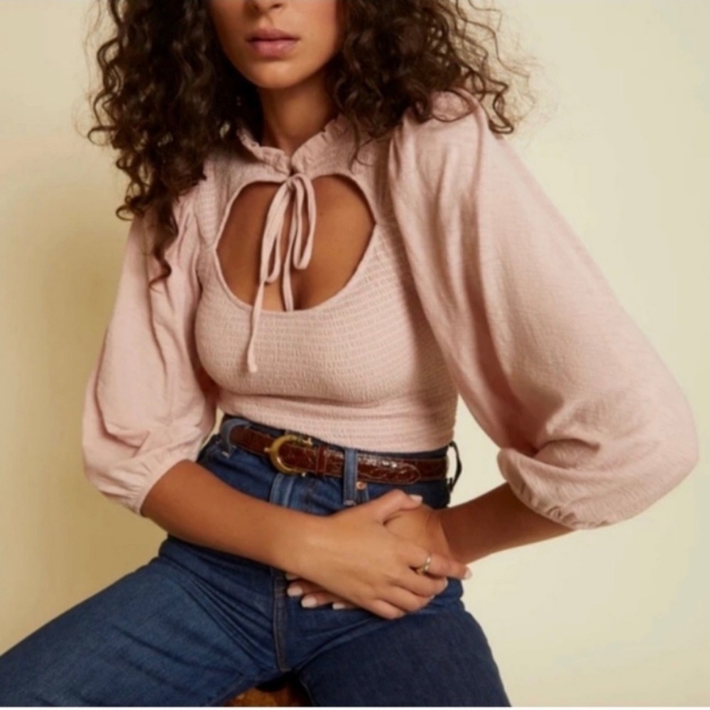 Nation LTD Pink Blouse with Puff Sleeves